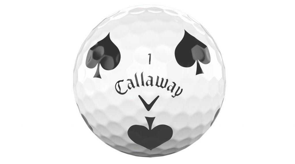 The spade version of the Callaway Chrome Soft Truvis Suits golf balls.
