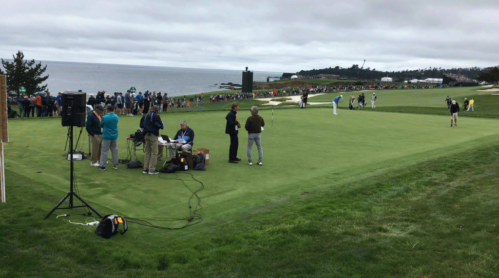 Players who finished on the 9th hole at Pebble Beach this week were led to this 