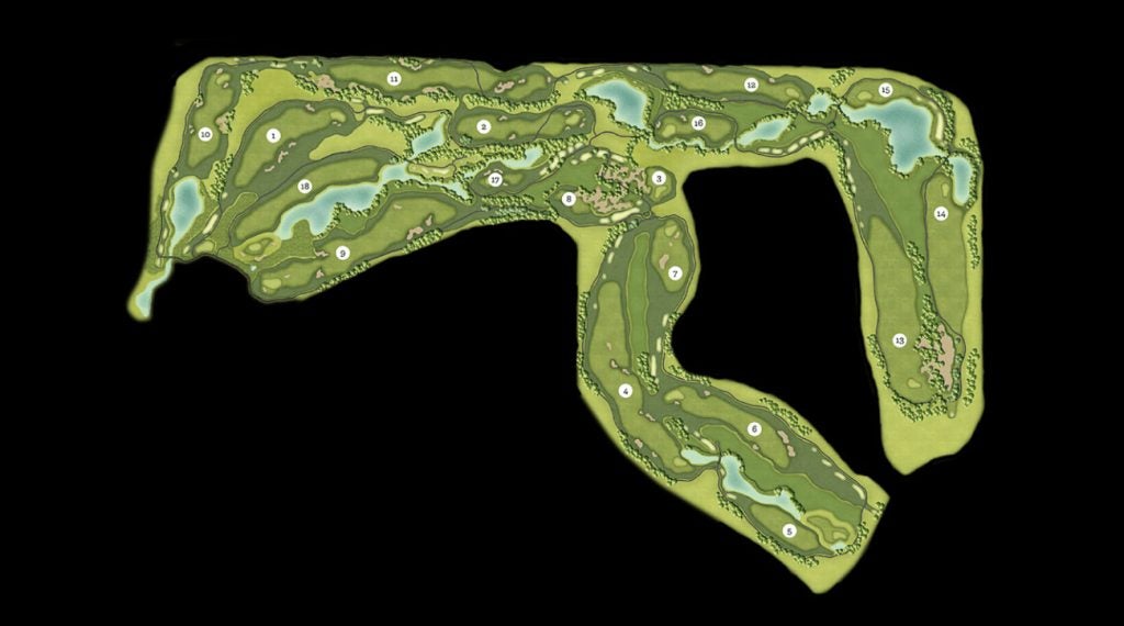 A look at the design layout for Mickelson national Golf Club.