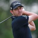 Patrick Cantlay hits driver during the final round of the Memorial.