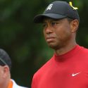 Tiger Woods looks on at the 2019 Memorial.