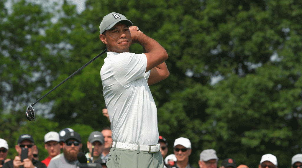 Tiger Woods matched a white mock at the Memorial last week with a white belt.  