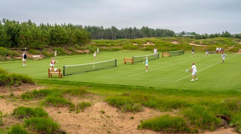There are 15 grass tennis courts available to play at Sand Valley resort.