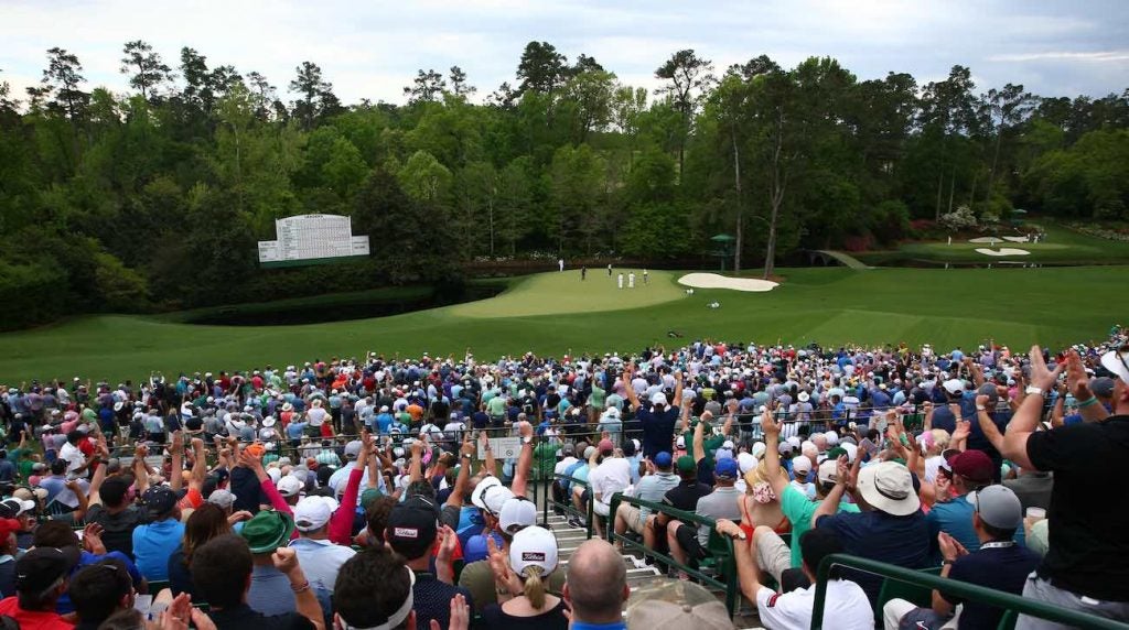 A view of the 11th hole of the Masters at Augusta National.
