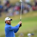 J. B. Holmes of the United States plays a shot on the 14th hole during the second round of the Open Championship.