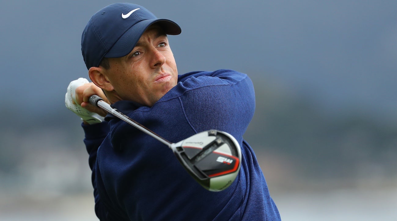 Rory McIlroy tees off with TaylorMade's M5 driver.