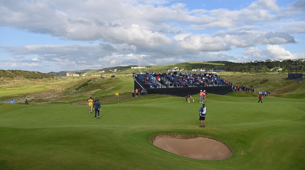 View of the 15th green at Royal Portrush Golf Club, the site of this week's Open Championship.