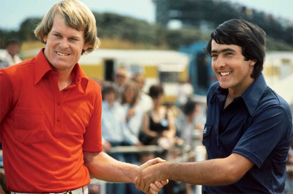Johnny Miller and Seve at the 1976 Open at Royal Birkdale Golf Club in Southport, England.