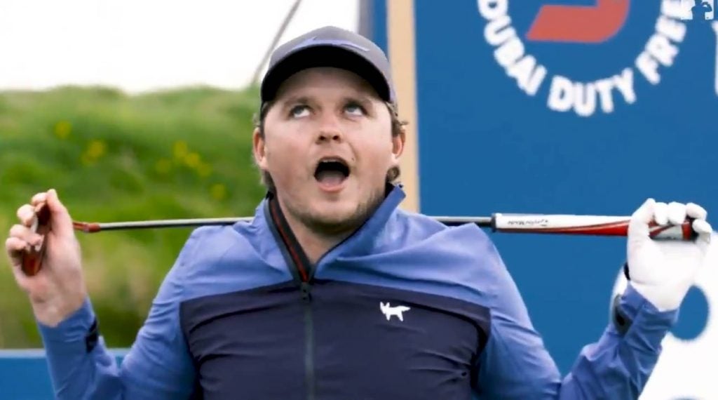 Eddie Pepperell breaks his putter over neck at Irish Open