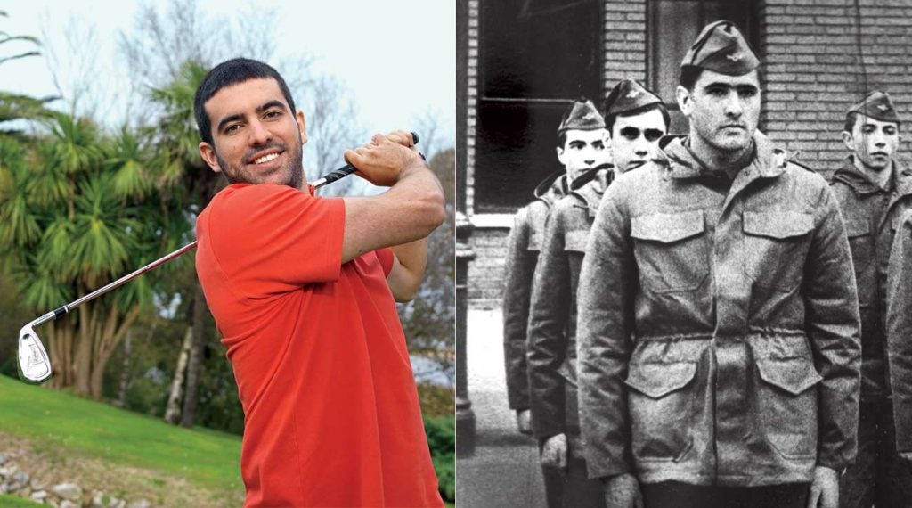 Miguel (left) picked up the game his father adored even in his military days (right).
