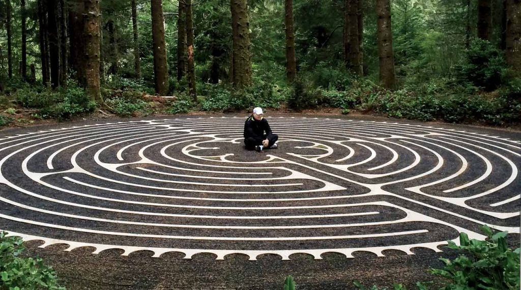 Chartres' maze dates back to the 13th century. The Bandon Labyrinth, 42-feet wide, was carved into the woods a little over a decade ago.