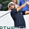 Abraham Ancer tees off during the final round of The Northern Trust.