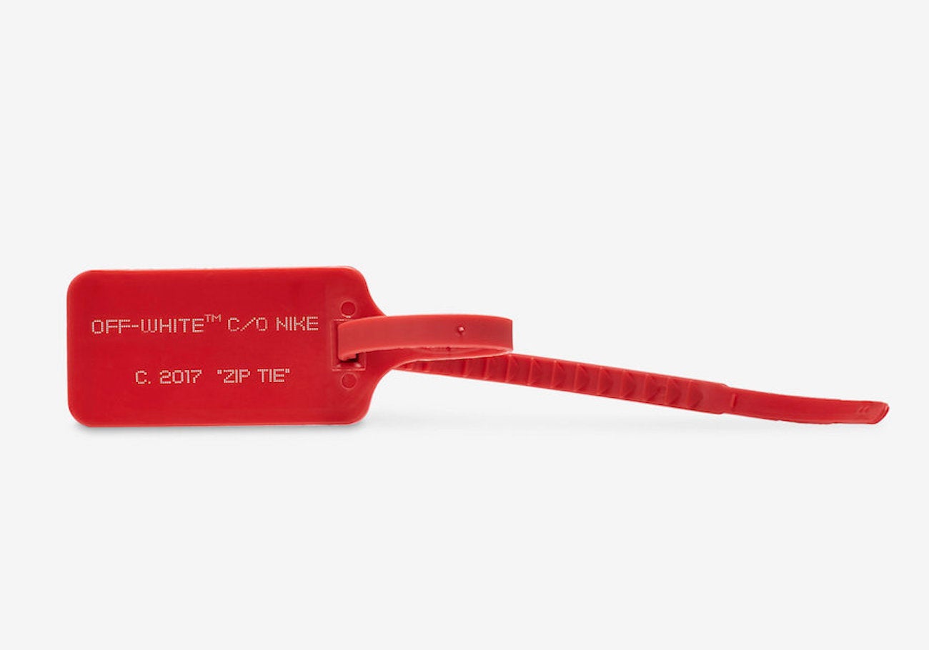 A closer look at the Off-White zip-tie. 