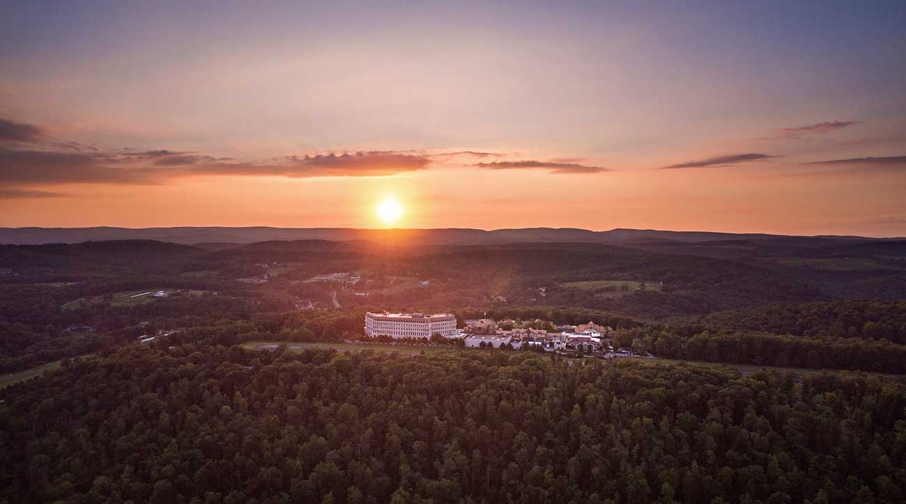 An aerial view of Nemacolin Woodlands Resort.