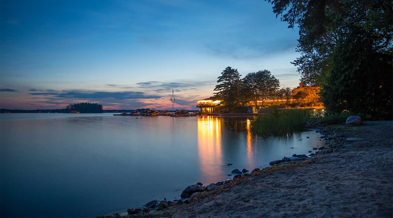 A view of the boathouse at Taboo Muskoka Resort & Club.