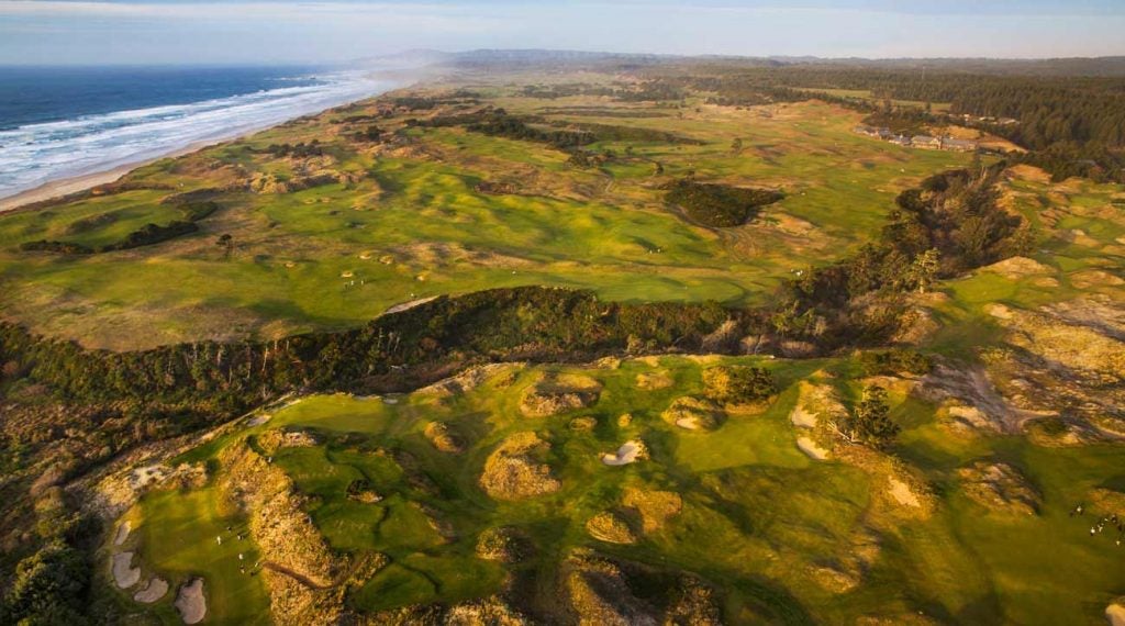 An aerial view of Bandon Dunes Golf Resort.