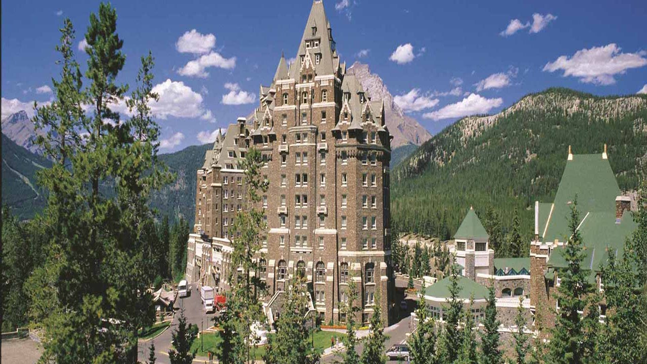 The main hotel building at Fairmont Banff Springs Resort.