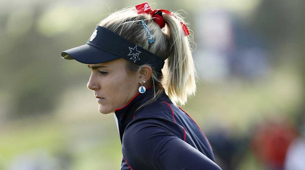 Lexi Thompson battled a tweaked back on Sunday and lost her singles match to Georgia Hall.