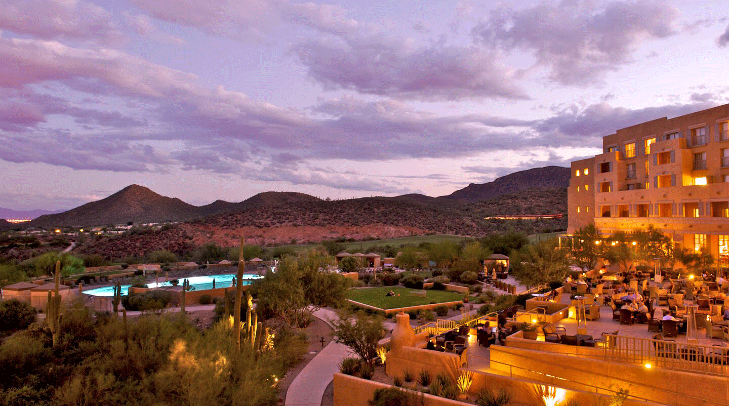 Dusk at the JW Marriott Tucson Starr Pass.