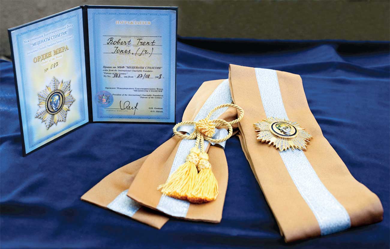 The medal gifted to Jones in 2008 by the Russian foreign ministry.