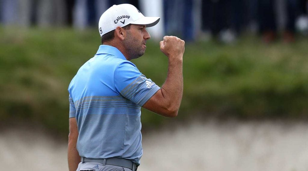 Sergio Garcia celebrates his victory at the KLM Open.