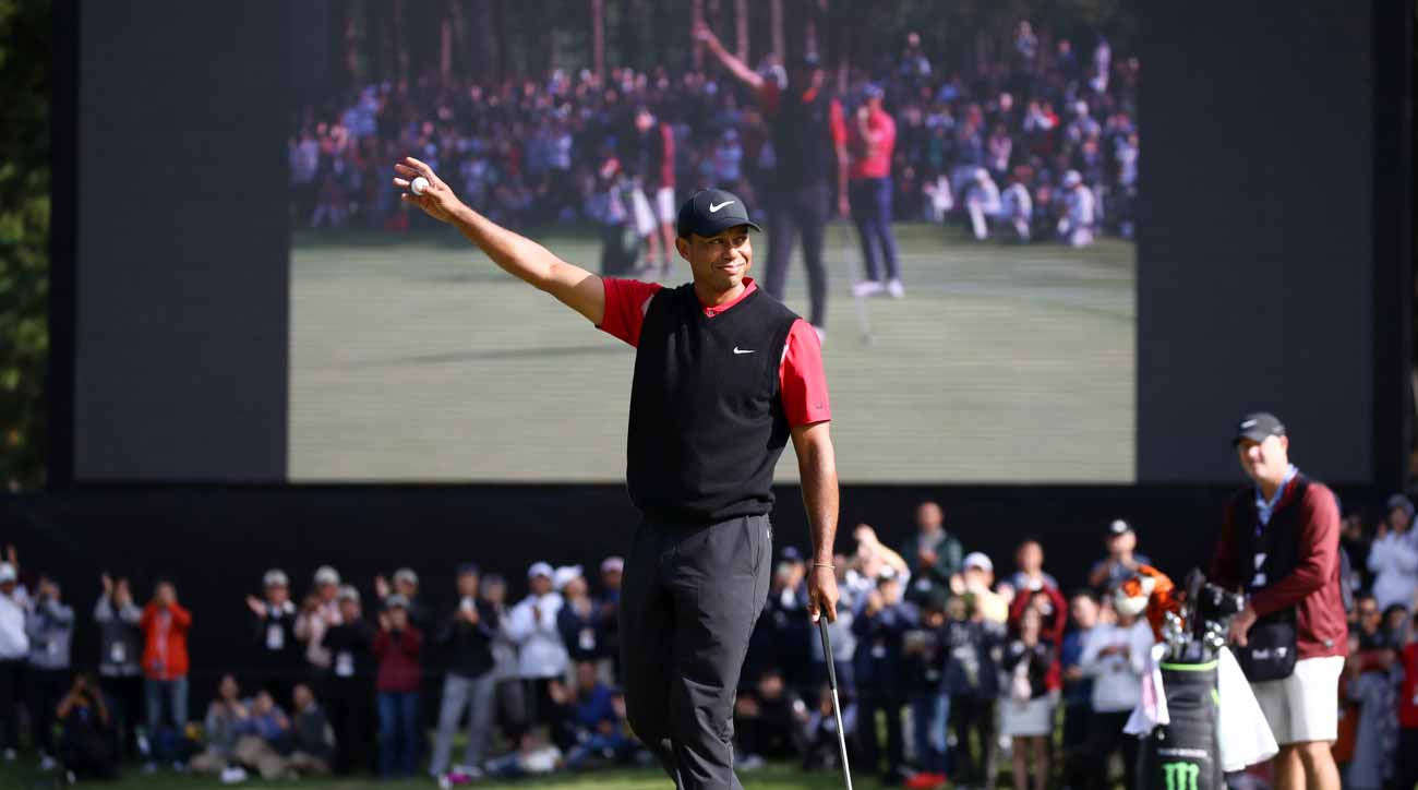 Tiger Woods capped off Sunday's round at the Zozo Championship with a birdie at No. 18.