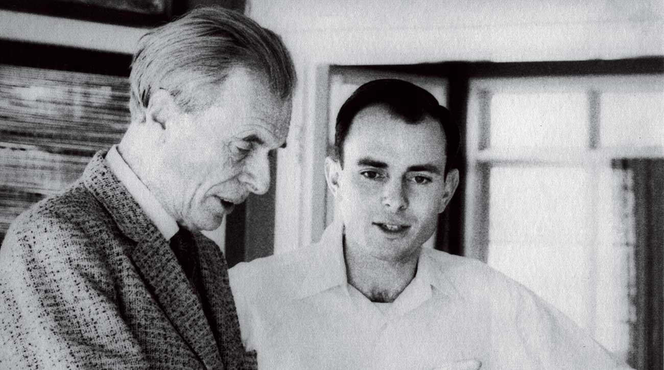 Michael Murphy as a young man, with renowned philosopher Aldous Huxley, whose writing deeply influenced the founding of Esalen.