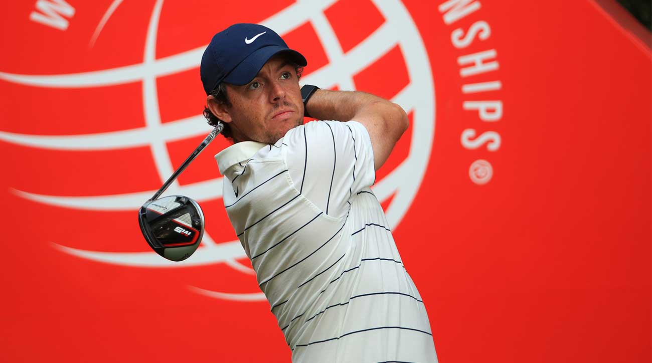Rory McIlroy tees off during the first round of the WGC-HSBC Champions.