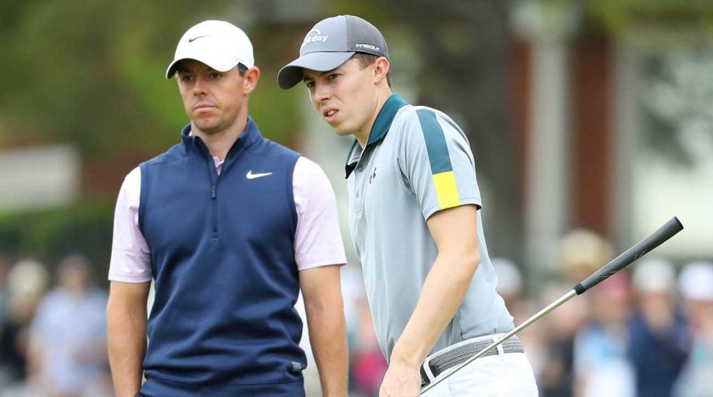 Rory McIlroy (left) and Matt Fitzpatrick at the 2019 WGC-Dell Technologies Match Play.