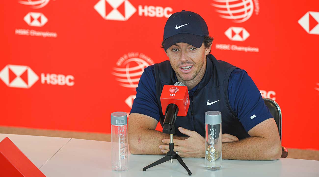 Rory McIlroy speaks to the media at the WGC-HSBC Champions on Wednesday in China.