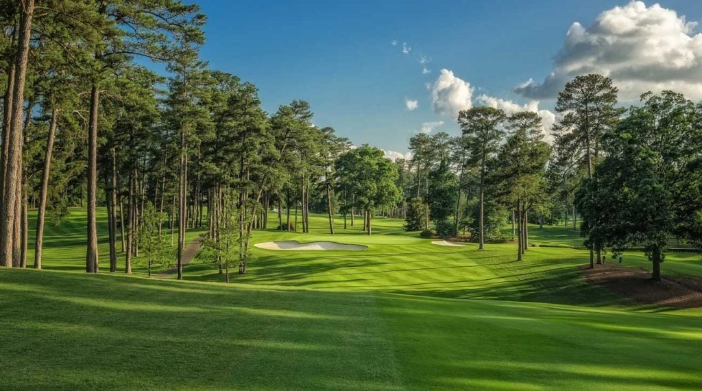<p/><span>Atlanta, GA</span>  <span>Robert Trent Jones Sr./Bobby Jones, 1947</span>
<p>Though Valderrama dropped off our ranking this time, Robert Trent Jones’s work is still represented with the return of Peachtree to the list. Built in the late 1940s, this design came before Jones had acquired his Oakland Hills “monster” rep. Here, we even find a punchbowl green (at the 10th) among a host of other imaginative green contours. (New) </p>