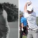 Ben Hogan (left) and Jamie Sadlowski have some striking similarities at the top of their golf swings.
