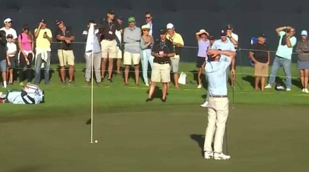 Vaughn Taylor faced an important birdie putt on No. 18 at Mayakoba — but left it just short.