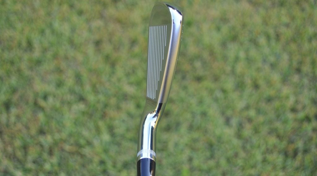A view of Wilson's Staff Model utility iron from the address position.
