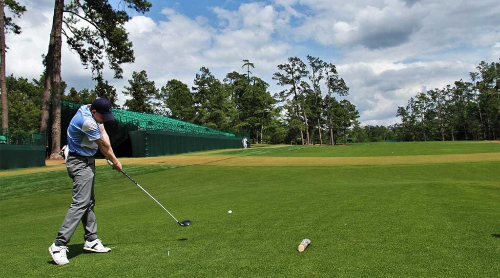 Teeing off on the par-4 14th at Augusta National a day after Danny Willett's Masters win.