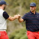 Dustin Johnson and Gary Woodland won their match on Saturday afternoon.