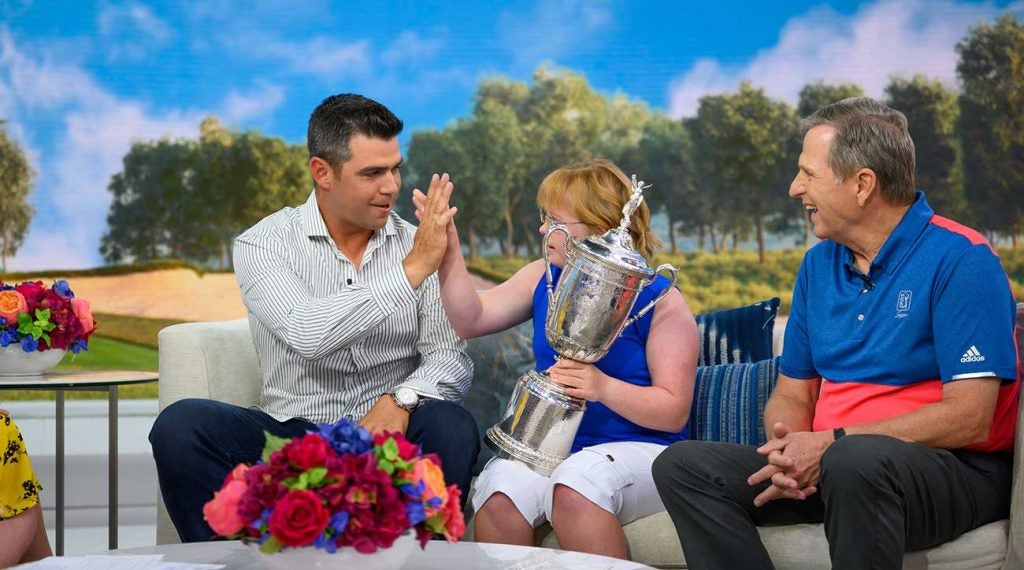 Gary Woodland and Amy Bockerstette stayed in touch after Amy's par. The pair celebrated Woodland's U.S. Open victory together on the TODAY show in June.