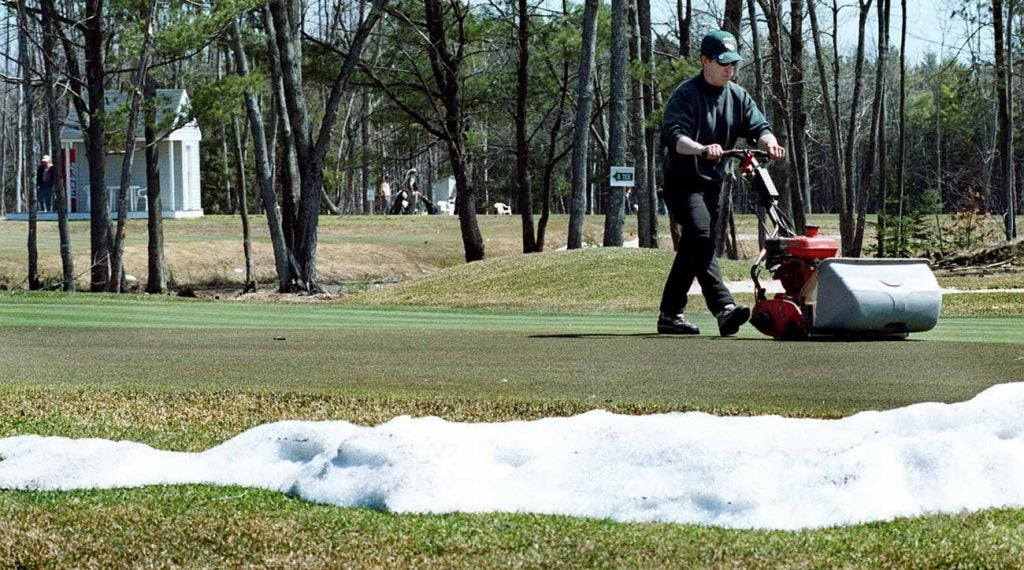 Golf course melting snow