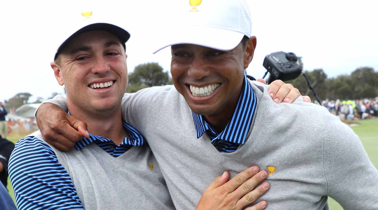 Justin Thomas and Tiger Woods were part of an epic Friday foursomes match.