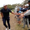 Bryson DeChambeau greets fans on Wednesday at the 2019 Presidents Cup