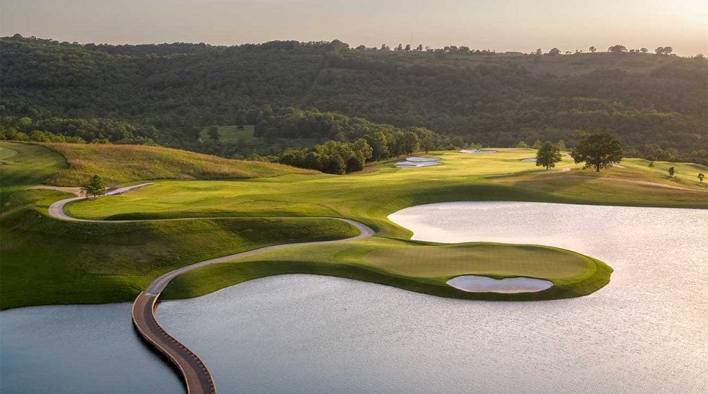 A view of Payne's Valley, a Tiger Woods design, at the Ozarks' mega-resort Big Cedar Lodge.