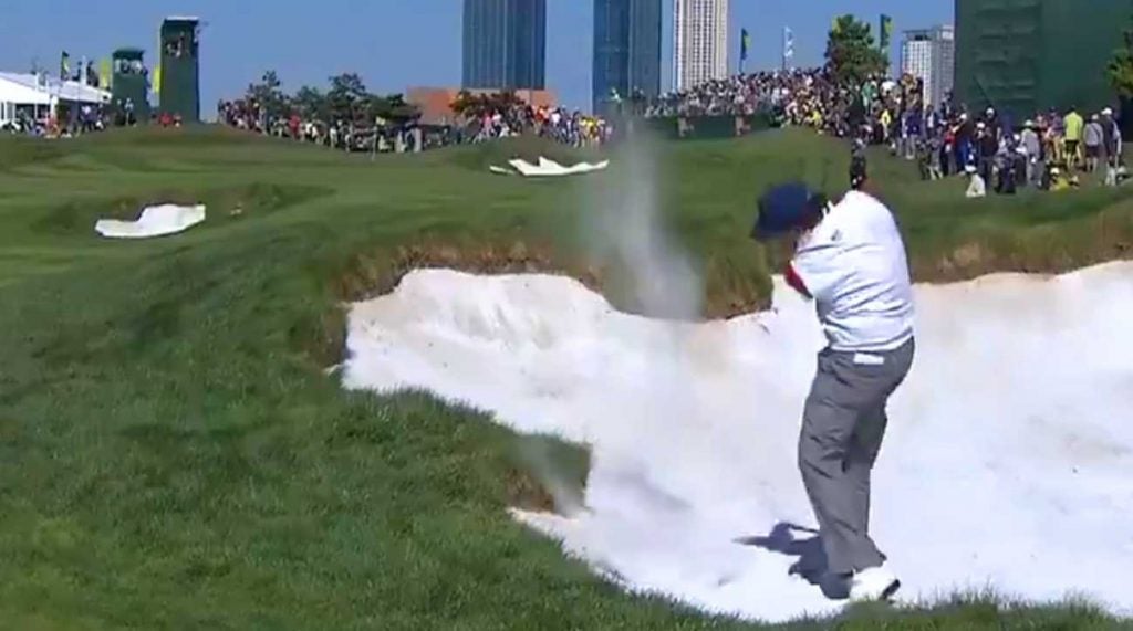 A freeze frame from the supercut video of Phil Mickelson's best shots of the decade.