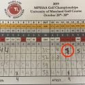 David Regala's scorecard from the final round of the 2019 Maryland high school state championship. His scoring error occurred on 13.