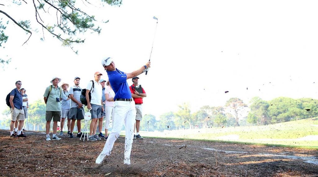 Smylie Kaufman watches a shot during the 2019 Australian Open. He's playing this week on a sponsor's invitation.