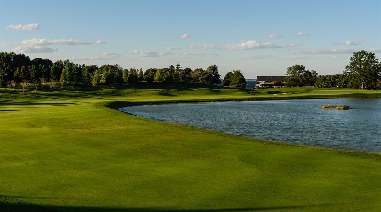 The 18th hole at the Links at Perry Cabin is no easy finisher. Good luck.