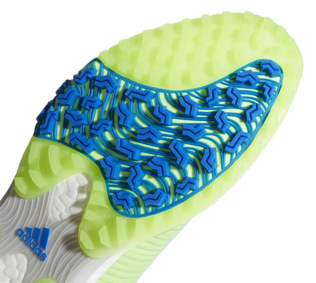 A closer look at the Twistgrip traction insert and the outsole of the CODECHAOS shoes.