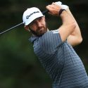 Dustin Johnson tees off during a practice round at the 2020 Tournament of Champions.