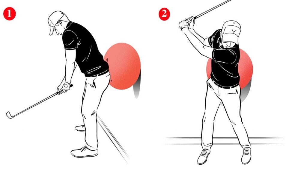 Using an exercise ball as a training aid is a great way to add power to your swing.