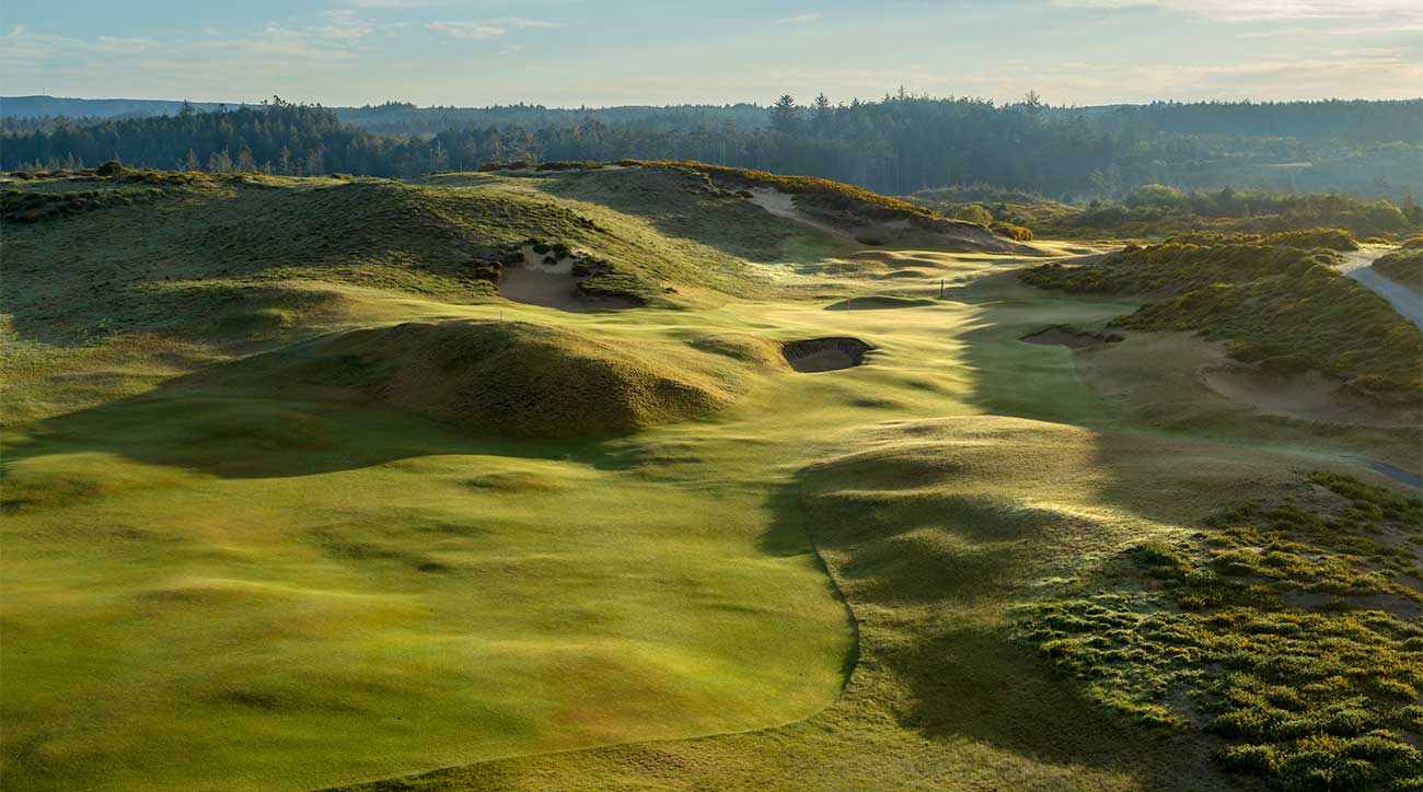 The 16th hole at Old Macdonald at Bandon Dunes is modeled after the Alps.