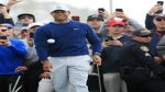 Tiger Woods watches a chip during the third round of the 2020 Farmers Insurance Open
